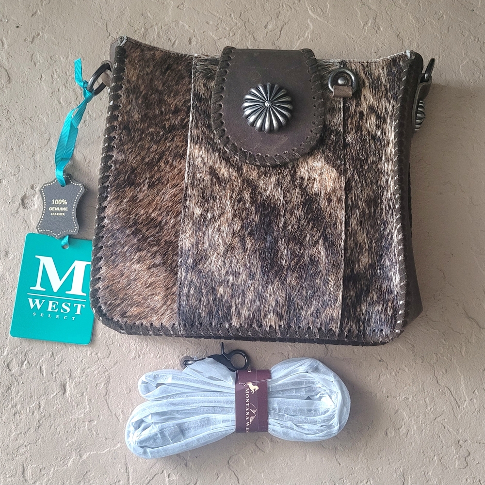 NWT* Mountain West Vintage Genuine Leather Cow Hide Purse Crossbody Bag